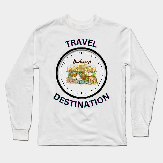 Travel to Bucharest Long Sleeve T-Shirt by Voxen X